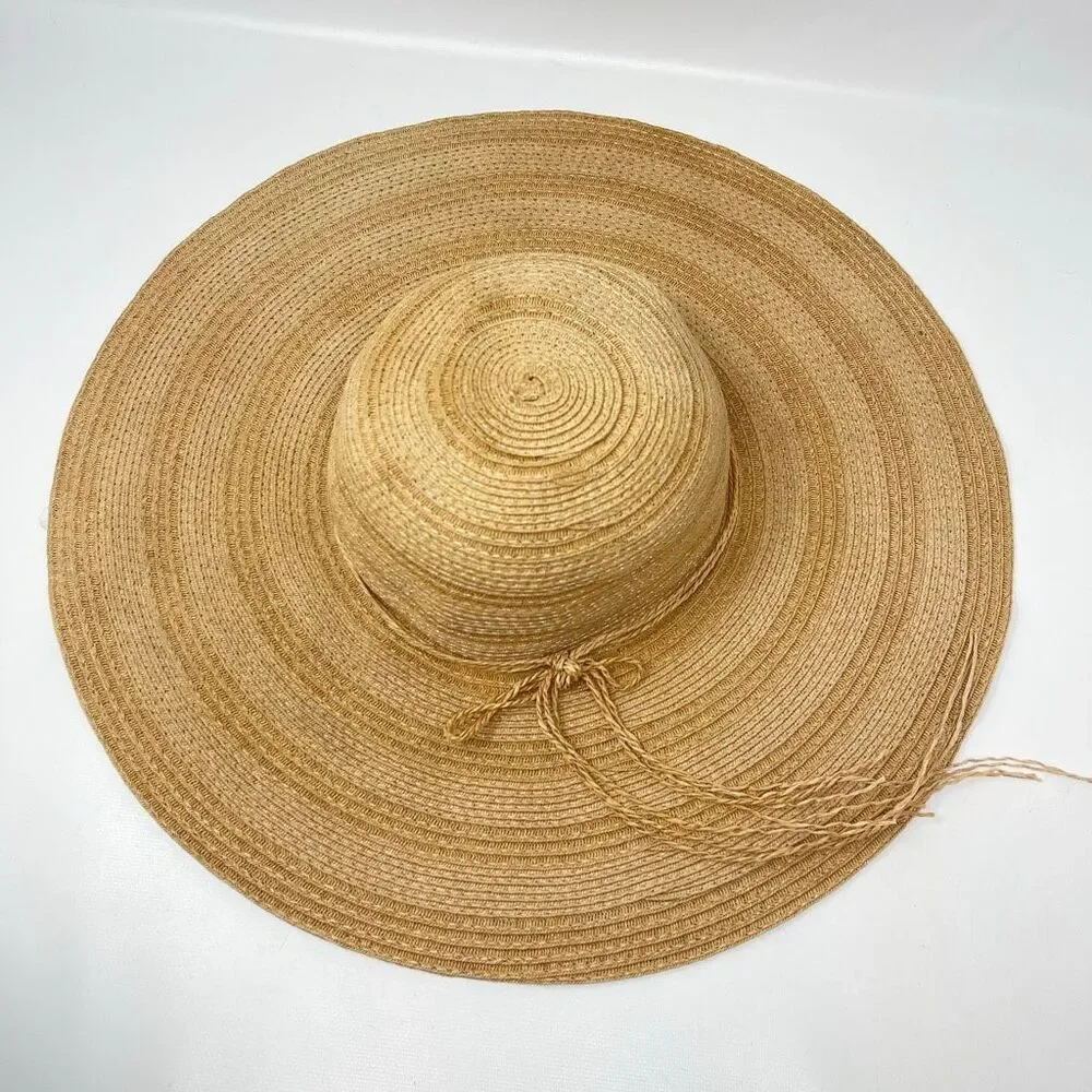 Forever 21 Wide Brim Paper Raffia Tan Outdoor Beach Sun Hat One Size OSFM